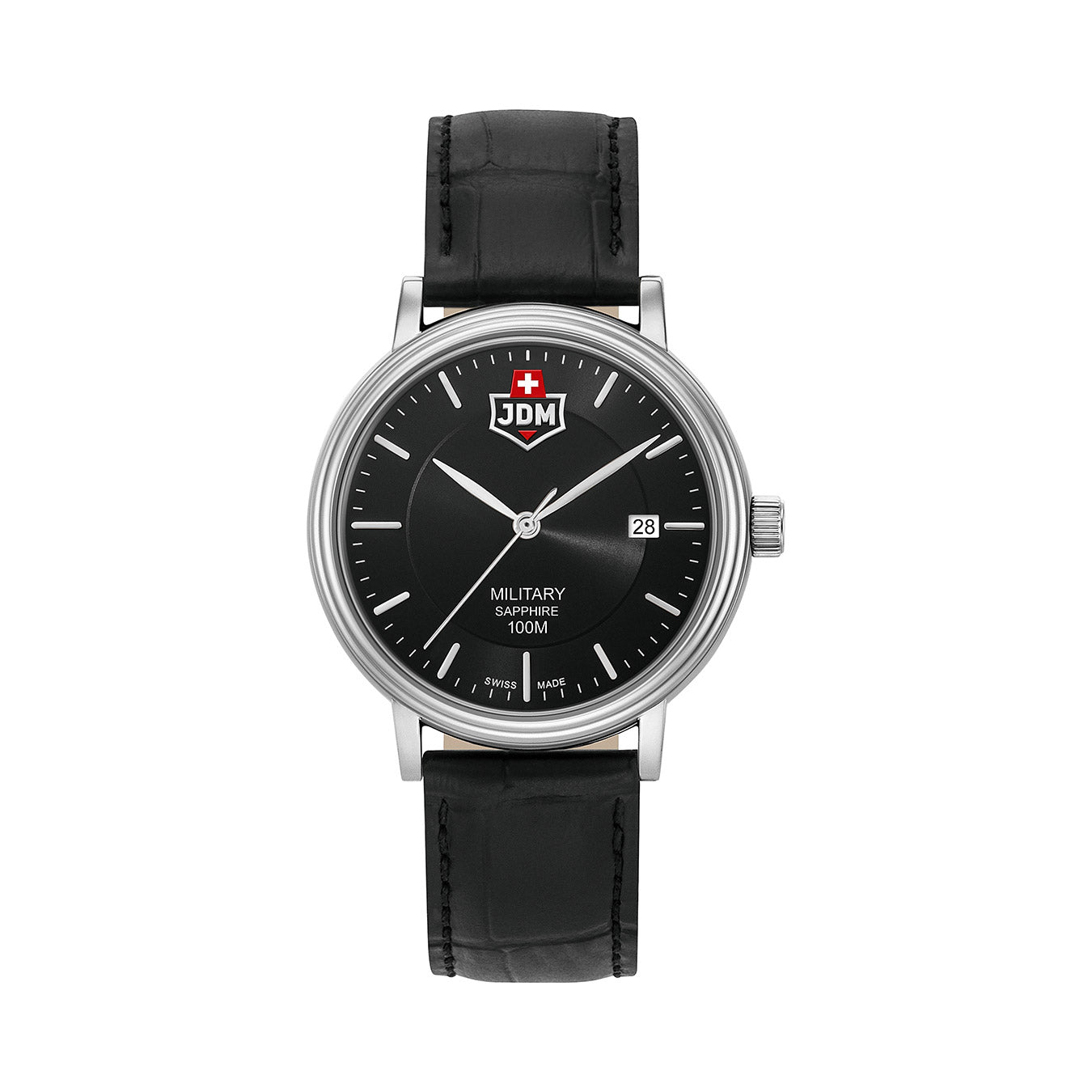 Kilo 40mm 3 hand - date Quartz black Dial silver Tone Stainless Steel Sapphire Glass Swiss Made Men Watch