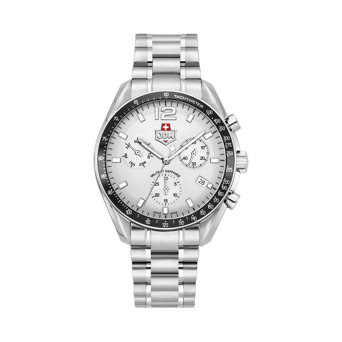 Swiss Precision 42mm Chronograph - date Quartz grey Dial silver