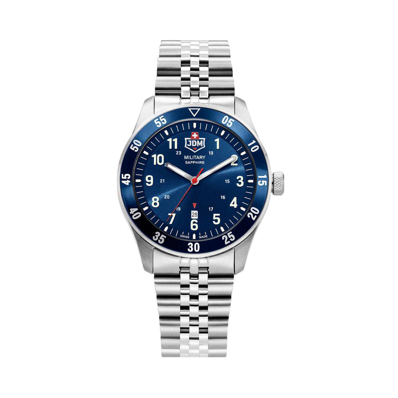 Zulu 42mm 3 hand - date Quartz Blue Sunray Dial silver Tone Stainless Steel Sapphire Glass Swiss Made Men Watch