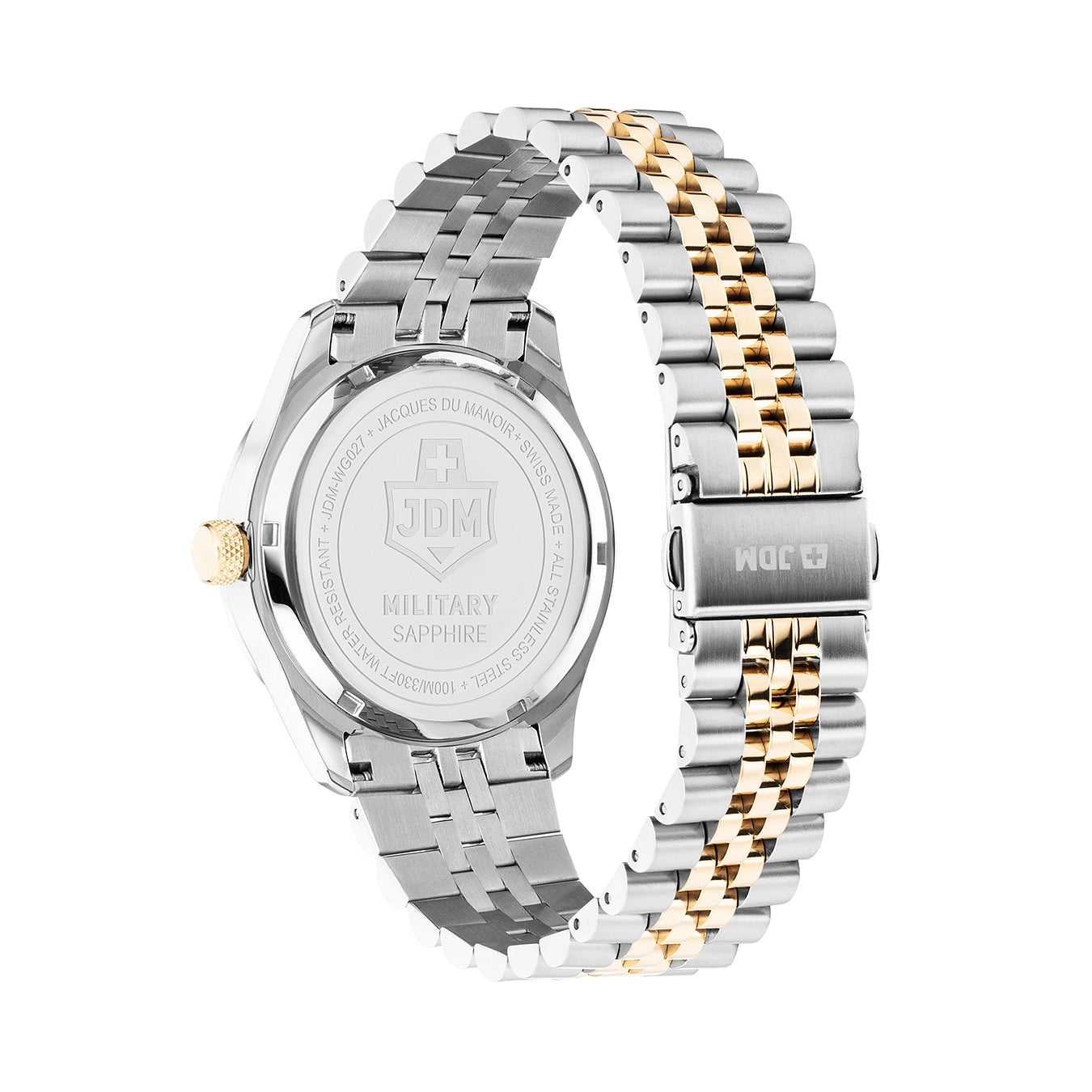 Zulu 42mm 3 hand - date Quartz white Dial silver + gold Tone Stainless Steel Sapphire Glass Swiss Made Men Watch