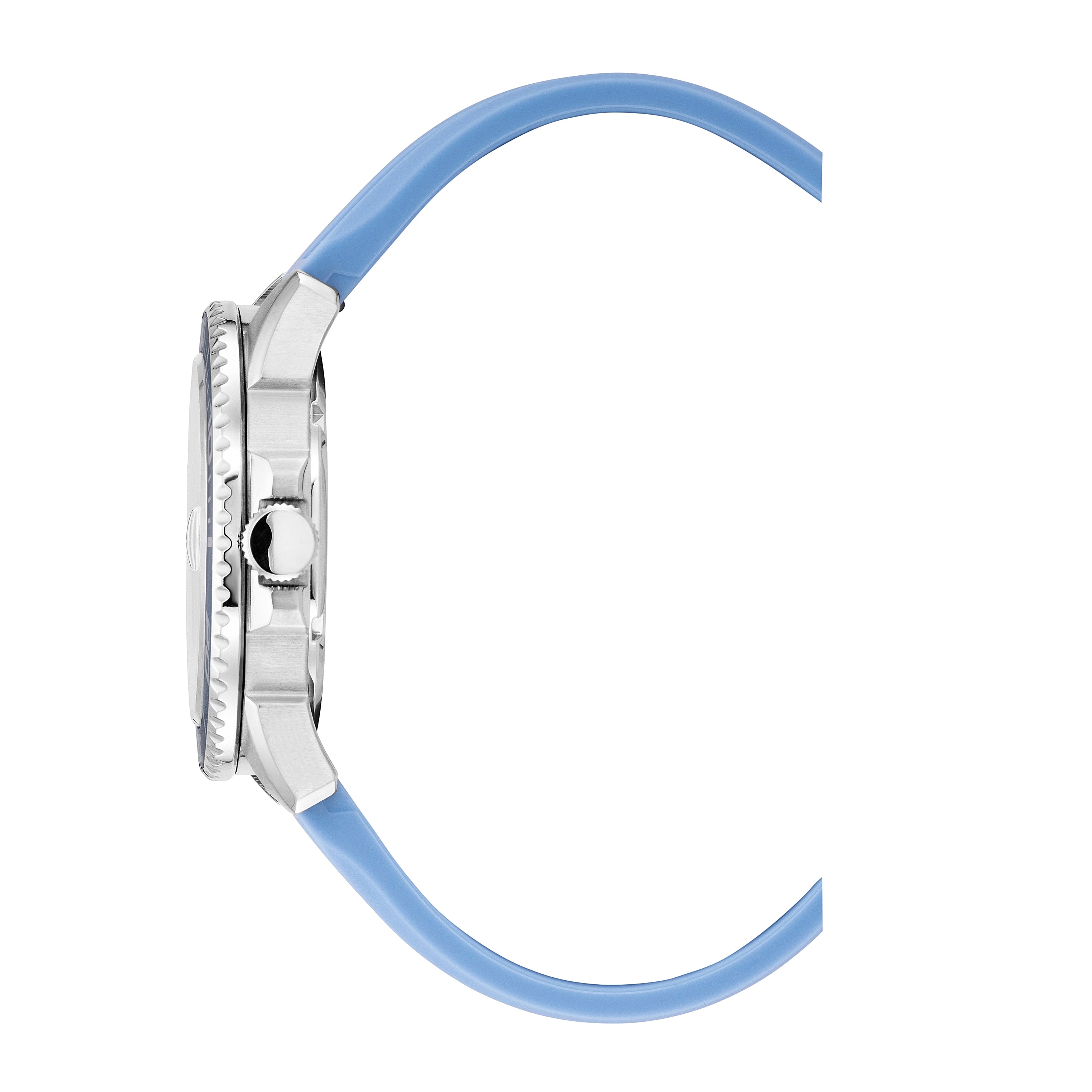 Mike Plus 43.5 mm Ronda-515-A2C3 White Dial Blue and White Silicon Strap