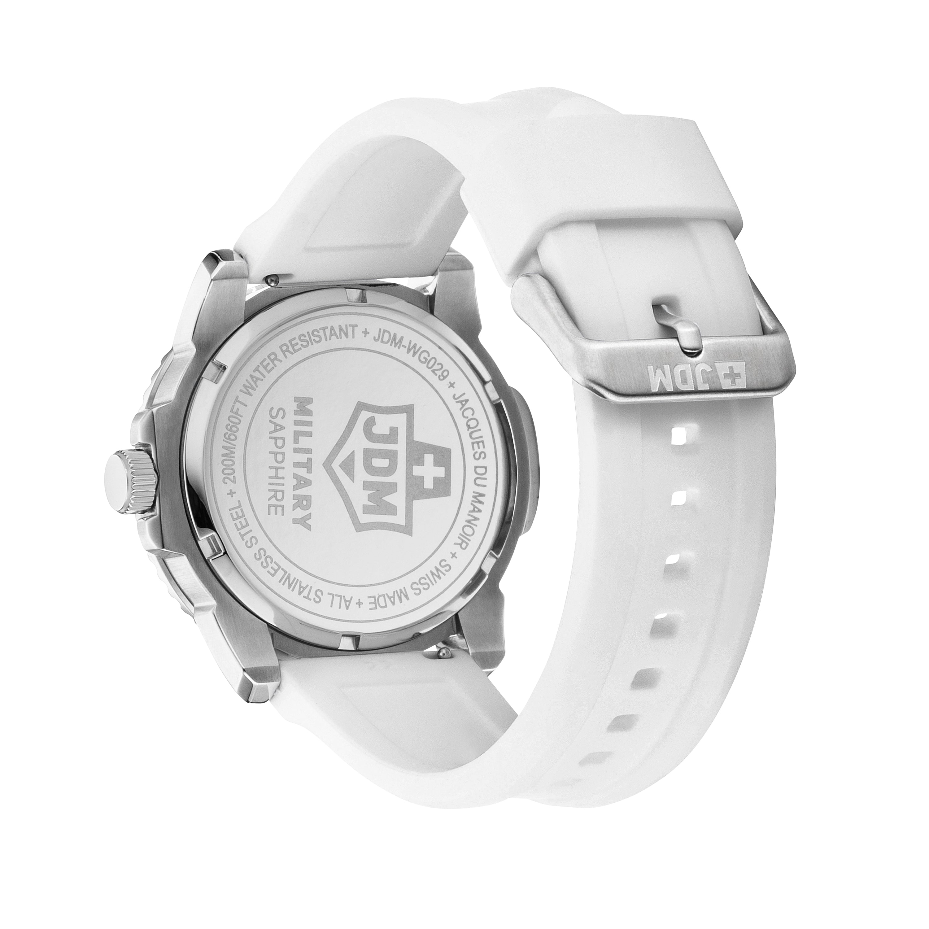Mike Plus 43.5 mm Ronda-515-A2C3 White Dial Blue and White Silicon Strap