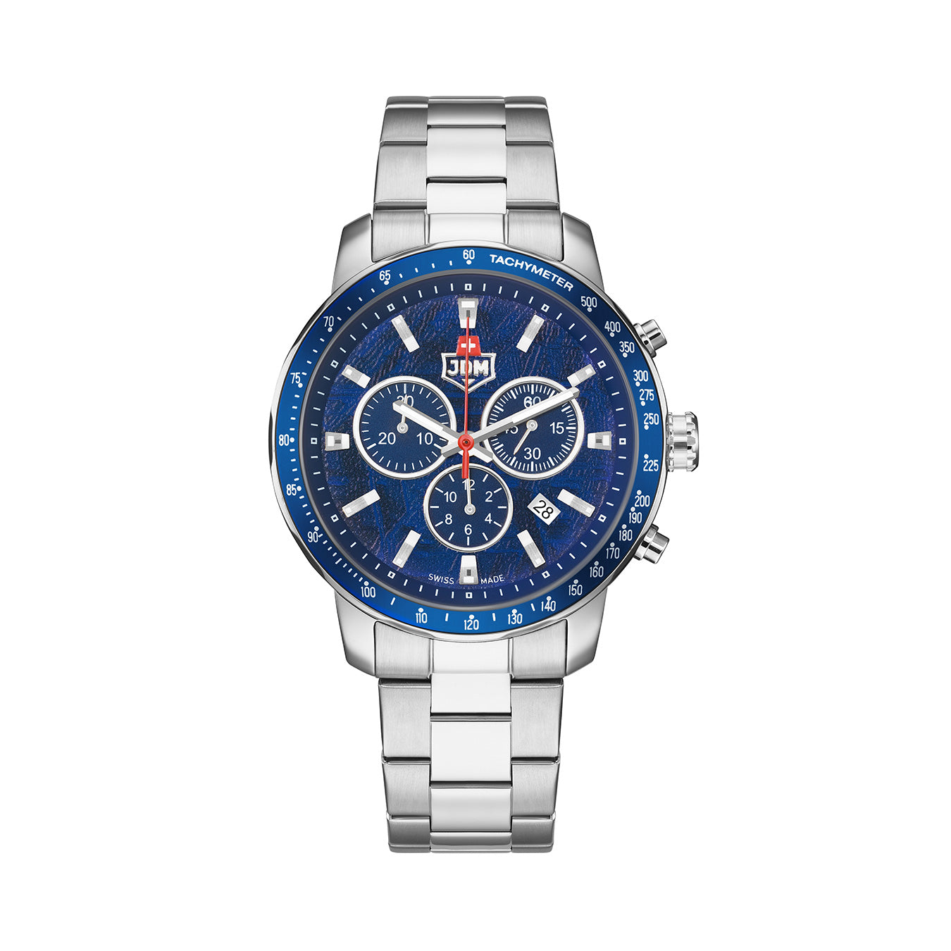 Challenger Chrono 42mm Chronograph - date Quartz blue Dial silver Tone Stainless Steel Sapphire Glass Swiss Made Men Watch