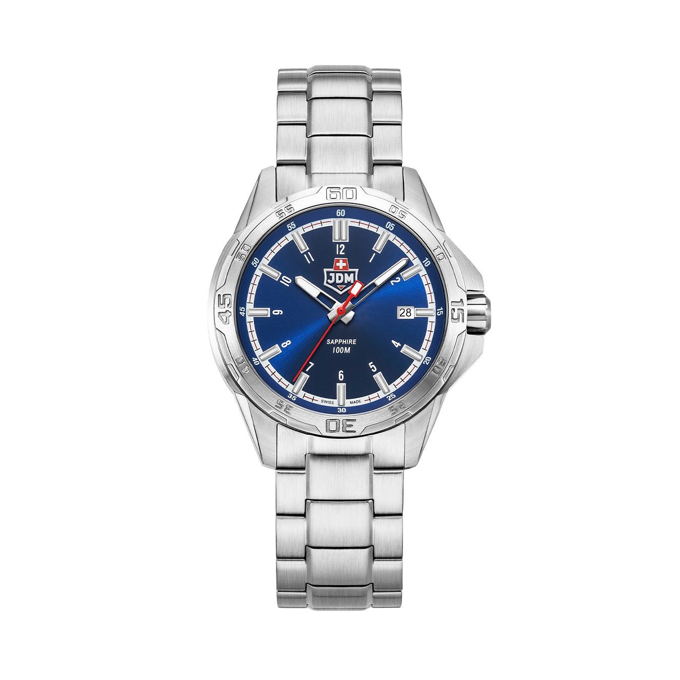 Agent 42mm Quartz Three-hands Date Blue Dial Silver Stainless Steel Bracelet Professional Swiss Watch