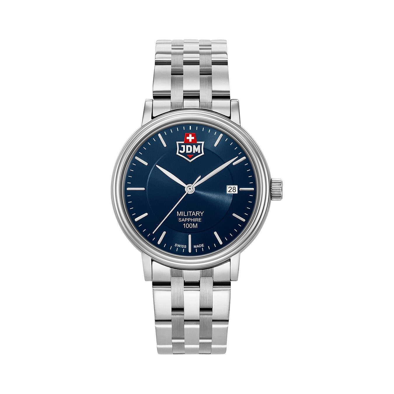 Kilo 40mm 3 hand - date Quartz blue Dial silver Tone Stainless Steel Sapphire Glass Swiss Made Men Watch
