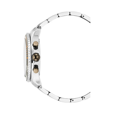 Sierra Chrono 43mm Chronograph - date, day by hand, small second Quartz grey Dial silver Tone Stainless Steel Sapphire Glass Swiss Made Men Watch