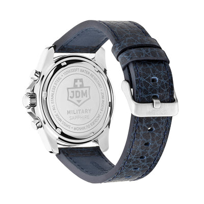 Sierra Chrono 43mm Chronograph - date, day by hand, small second Quartz blue Dial silver Tone Stainless Steel Sapphire Glass Swiss Made Men Watch