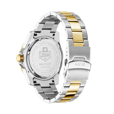 Sierra 43mm 3 hand - date Quartz blue Dial silver + gold Tone Stainless Steel Sapphire Glass Swiss Made Men Watch