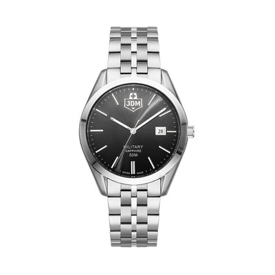 Interlaken Gents 41mm 3 hand - date Quartz Black Sunray Dial silver Tone Stainless Steel Sapphire Glass Swiss Made Men Watch