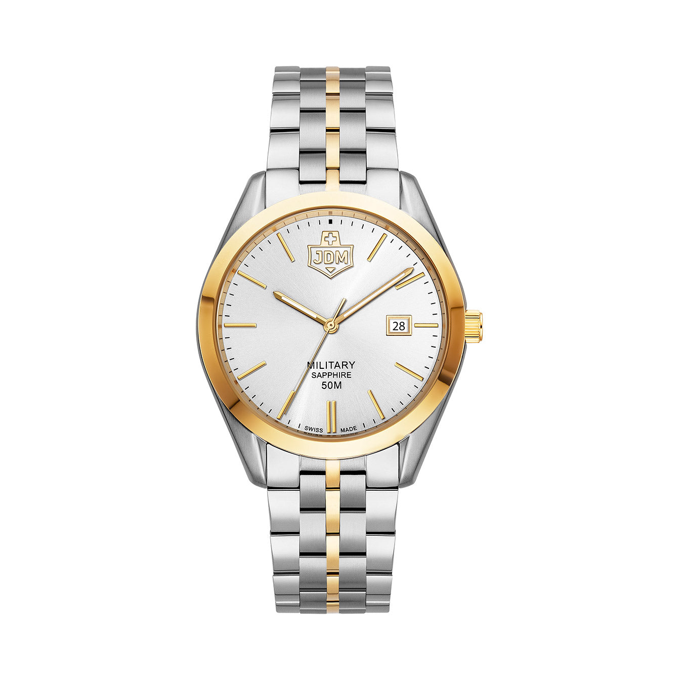 Interlaken Gents 41mm 3 hand - date Quartz Silver Sunray Dial silver + gold Tone Stainless Steel Sapphire Glass Swiss Made Men Watch