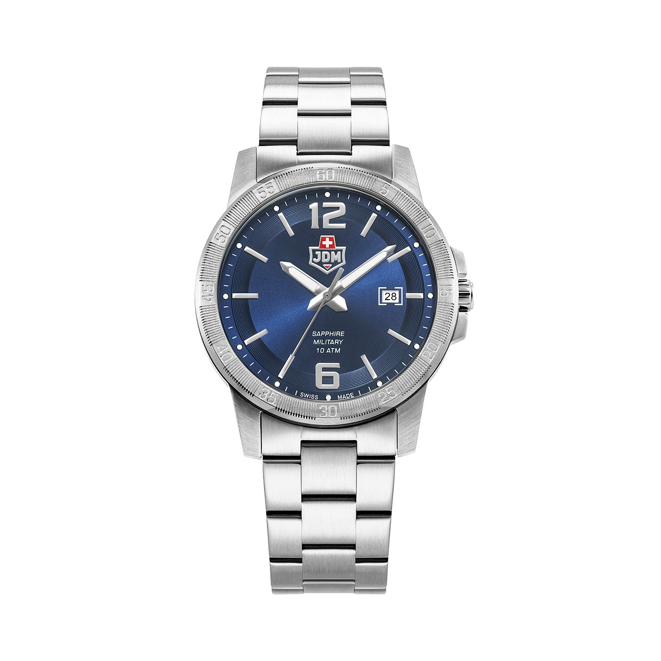 Oscar 42mm 3 hand - date Quartz Blue Sunray Dial silver Tone Stainless Steel Sapphire Glass Swiss Made Men Watch