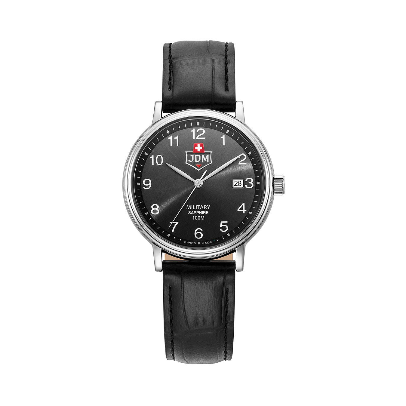 Kilo II 40mm 3 hand - date Quartz Black Sunray Dial silver Tone Stainless Steel Sapphire Glass Swiss Made Men Watch