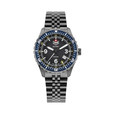Wingman 43.5mm 3 hand - date - 24H hand Quartz black Dial gun color Tone Stainless Steel Sapphire Glass Swiss Made Men Watch