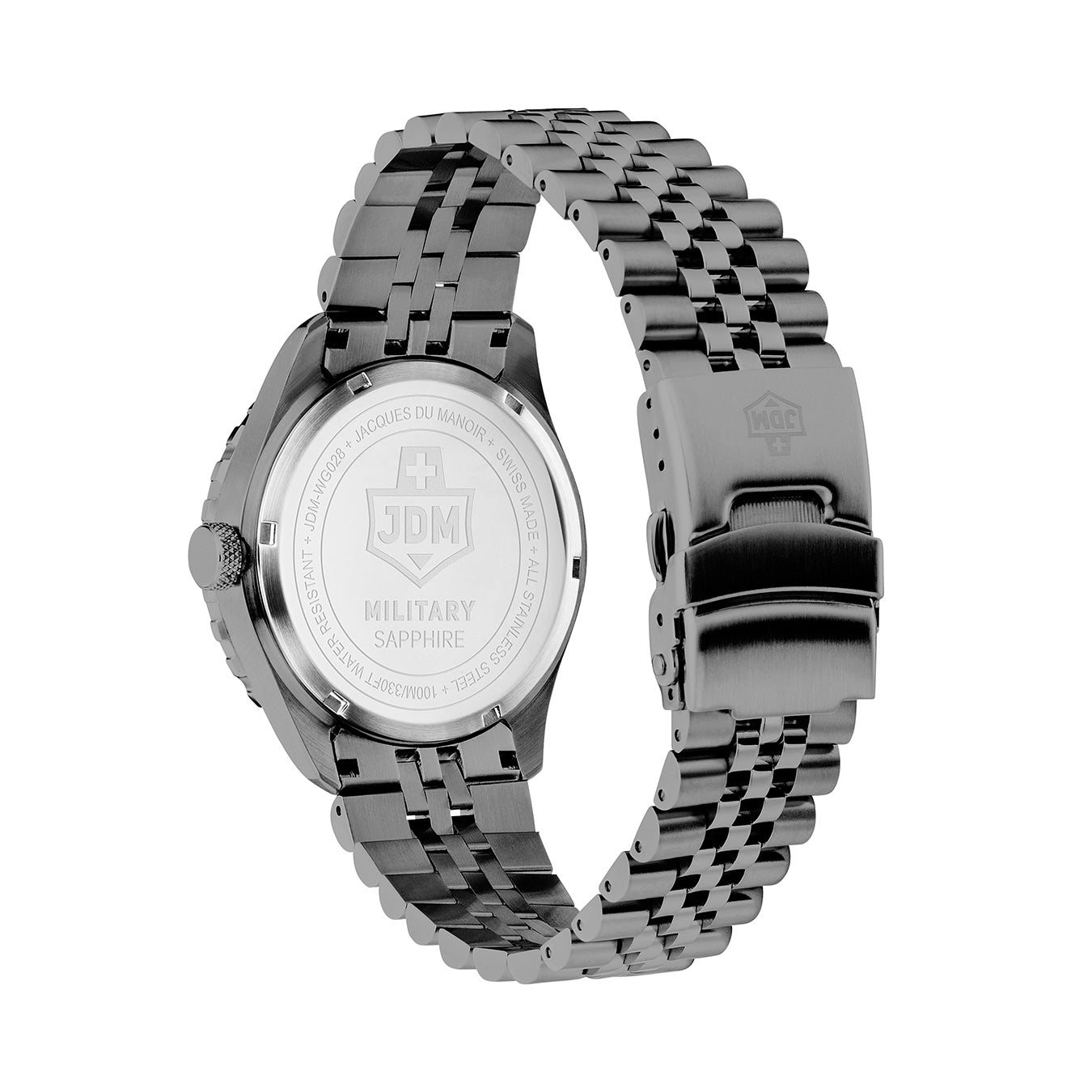 Wingman 43.5mm 3 hand - date - 24H hand Quartz black Dial gun color Tone Stainless Steel Sapphire Glass Swiss Made Men Watch