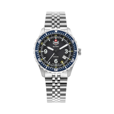 Wingman 43.5mm 3 hand - date - 24H hand Quartz black Dial silver Tone Stainless Steel Sapphire Glass Swiss Made Men Watch