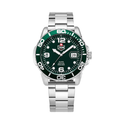 Mike Plus 43.5mm 3 hand - date Quartz Green Sunray Dial silver Tone Stainless Steel Sapphire Glass Swiss Made Men Watch