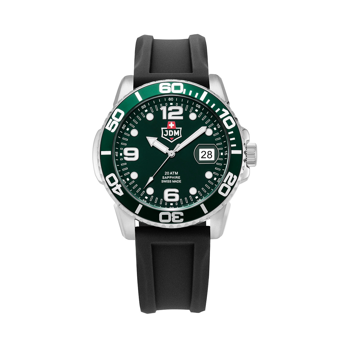 Mike Plus 43.5mm 3 hand - date Quartz Green Sunray Dial silver Tone Stainless Steel Sapphire Glass Swiss Made Men Watch
