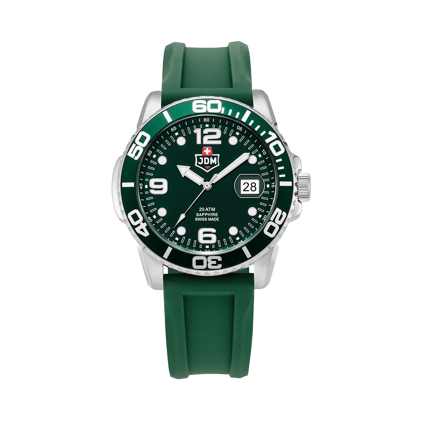 Mike Plus 43.5mm 3 hand - date Quartz Green Sunray Dial silver Tone Stainless Steel Sapphire Glass Swiss Made Men Watch