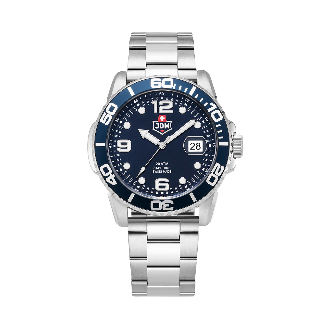 Mike Plus 43.5mm 3 hand - date Quartz Blue Sunray Dial silver Tone Stainless Steel Sapphire Glass Swiss Made Men Watch