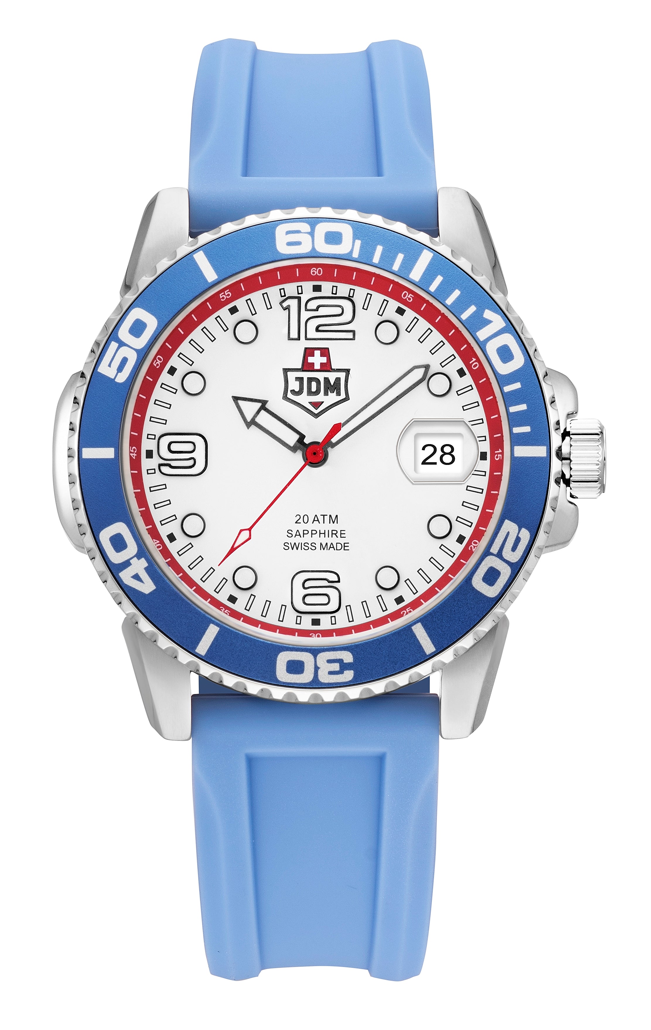 Mike Plus 43.5 mm Ronda-515-A2C3 White Dial Blue and White Silicon Strap
