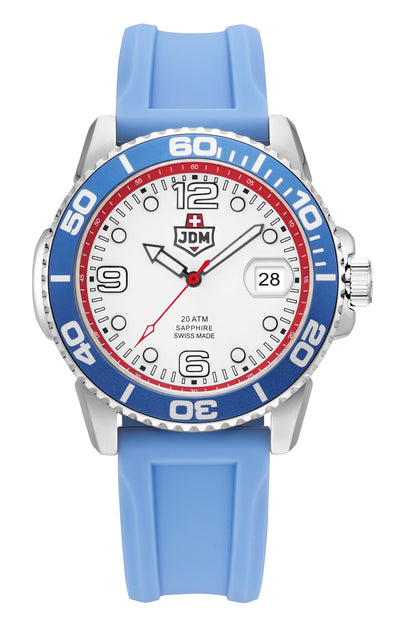 Mike Plus 43.5 mm Ronda-515-A2C3 White Dial Blue and White Silicon Strap