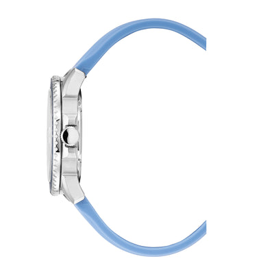 Mike Plus 43.5 mm Ronda-515-A2C3 White Dial Blue and White Silicon Strap