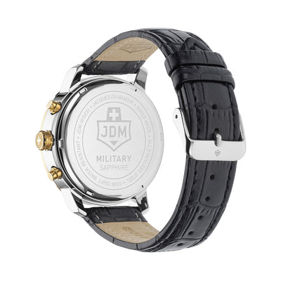 Challenger Chrono 42mm Chronograph - date Quartz white Dial silver + gold Tone Stainless Steel Sapphire Glass Leather Bracelet Swiss Made Men Watch