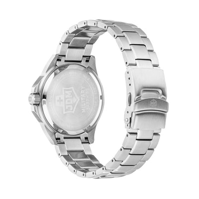 Agent 42mm Quartz Three-hands Date Black Dial Silver Stainless Steel Bracelet Professional Swiss Watch