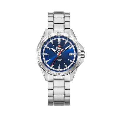 Agent 42mm Quartz Three-hands Date Blue Dial Silver Stainless Steel Bracelet Professional Swiss Watch