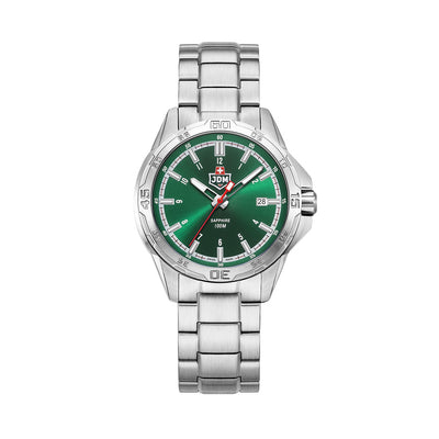 Agent 42mm Quartz Three-hands Date Green Dial Silver Stainless Steel Bracelet Professional Swiss Watch