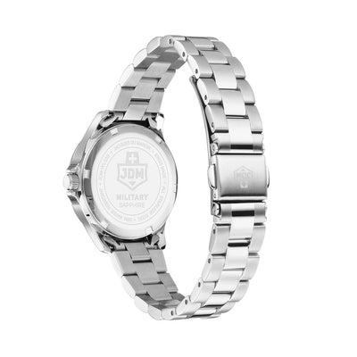 Alpha I Ladies 30mm 3 hand - date Quartz white matt Dial silver Tone Stainless Steel Sapphire Glass Swiss Made Women Watch