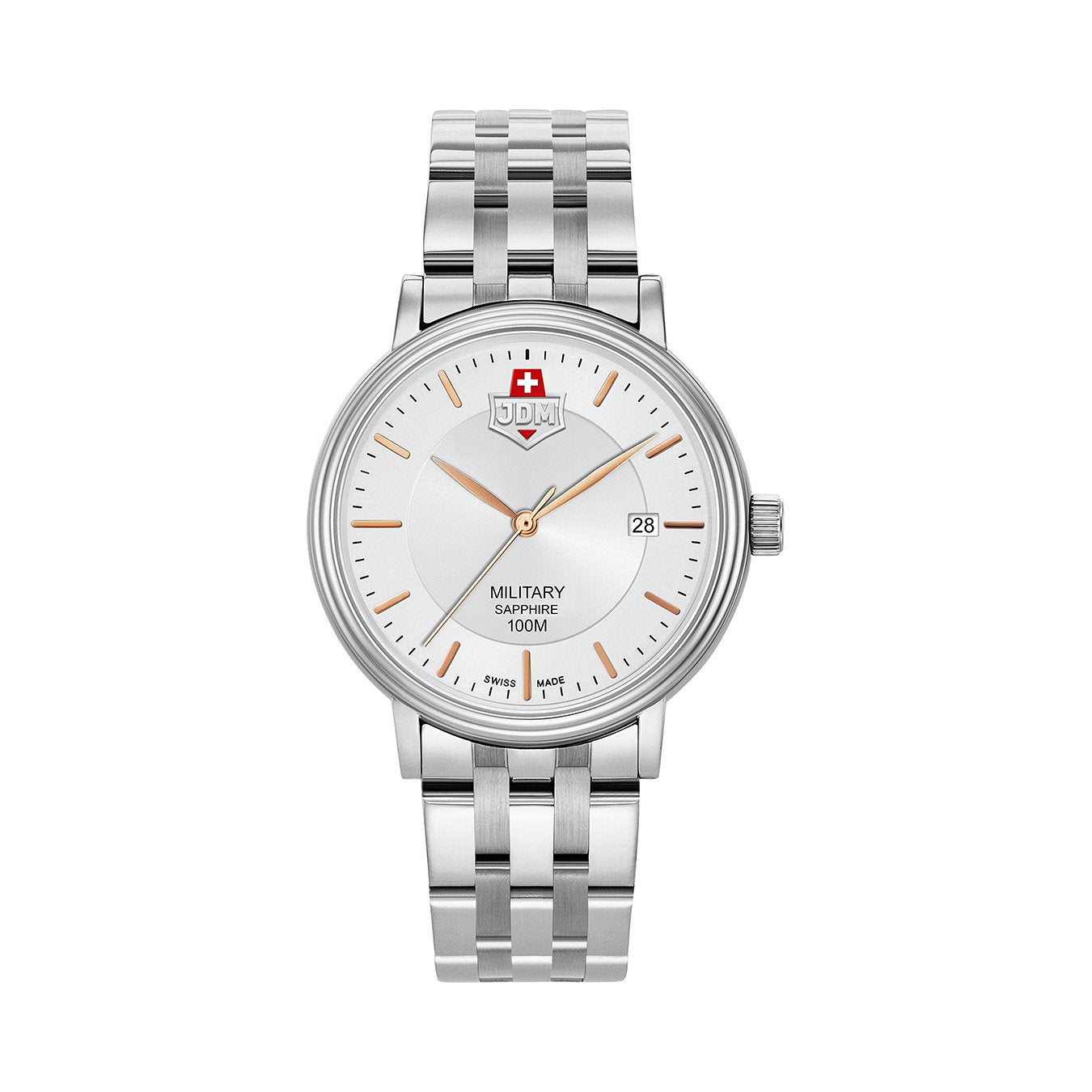 Kilo 40mm 3 hand - date Quartz silver Dial silver Tone Stainless Steel Sapphire Glass Swiss Made Men Watch