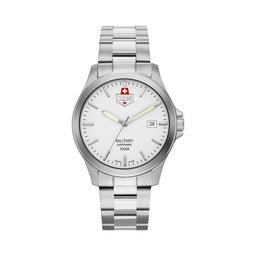 Alpha II 40mm 3 hand - date Quartz white Dial silver Tone Stainless Steel Sapphire Glass Swiss Made Men Watch
